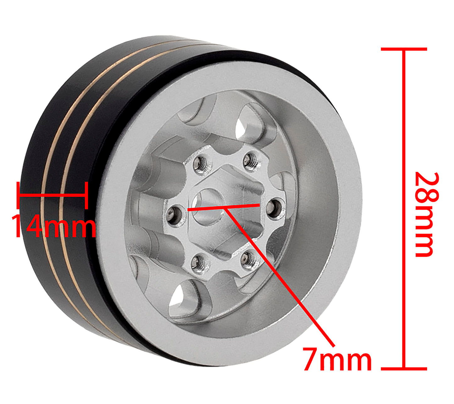 Meus Racing 4Pcs 1.0 Beadlock Wheels Hub Rims W/Removable Thickened 4Mm Hex Adapter For 1/18 Trx4M, Axial Scx24 Gladiator Bronco