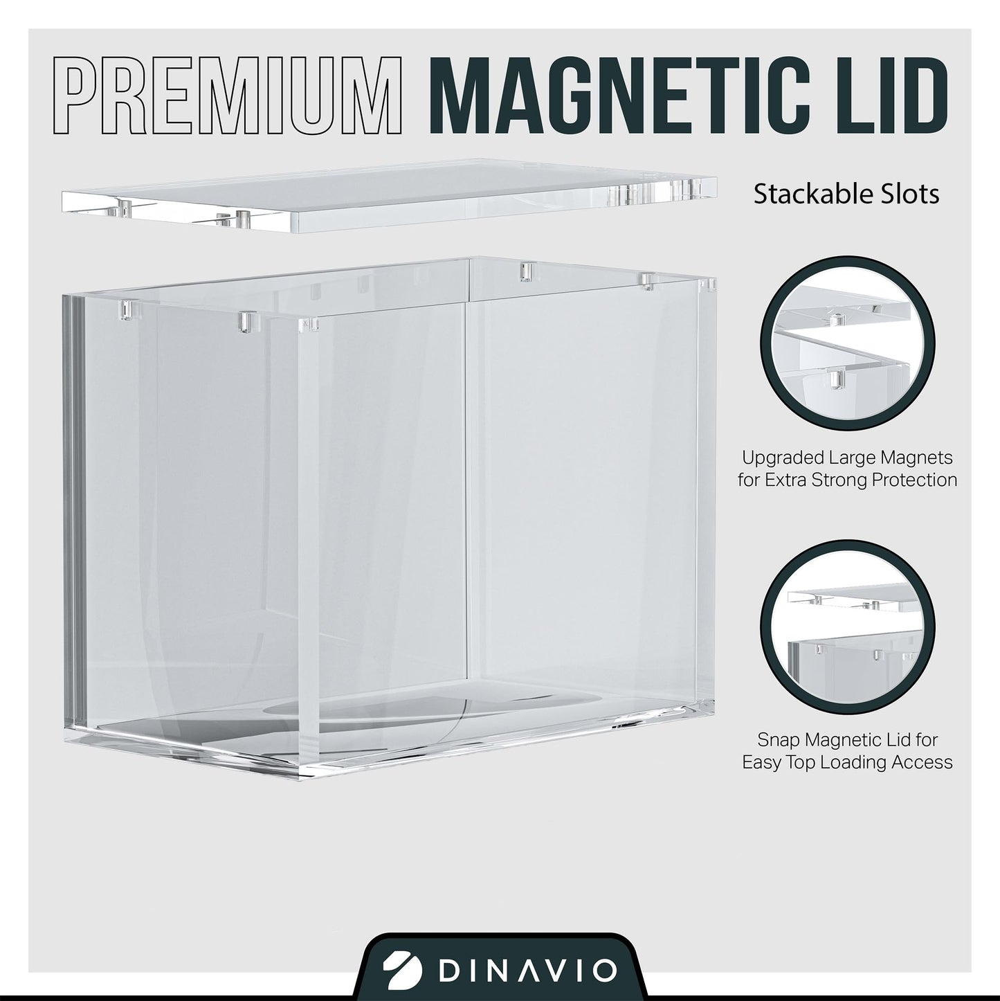 Dinavio Crafthouse Pkmn Booster Box Case Stackable Acrylic Display - 8Mm + 5Mm Ultra Thick Acrylic With 5X3Mm Strong Magnets - Pkmn Booster Box Case Protector - Compatible With Pkmn Booster Boxes