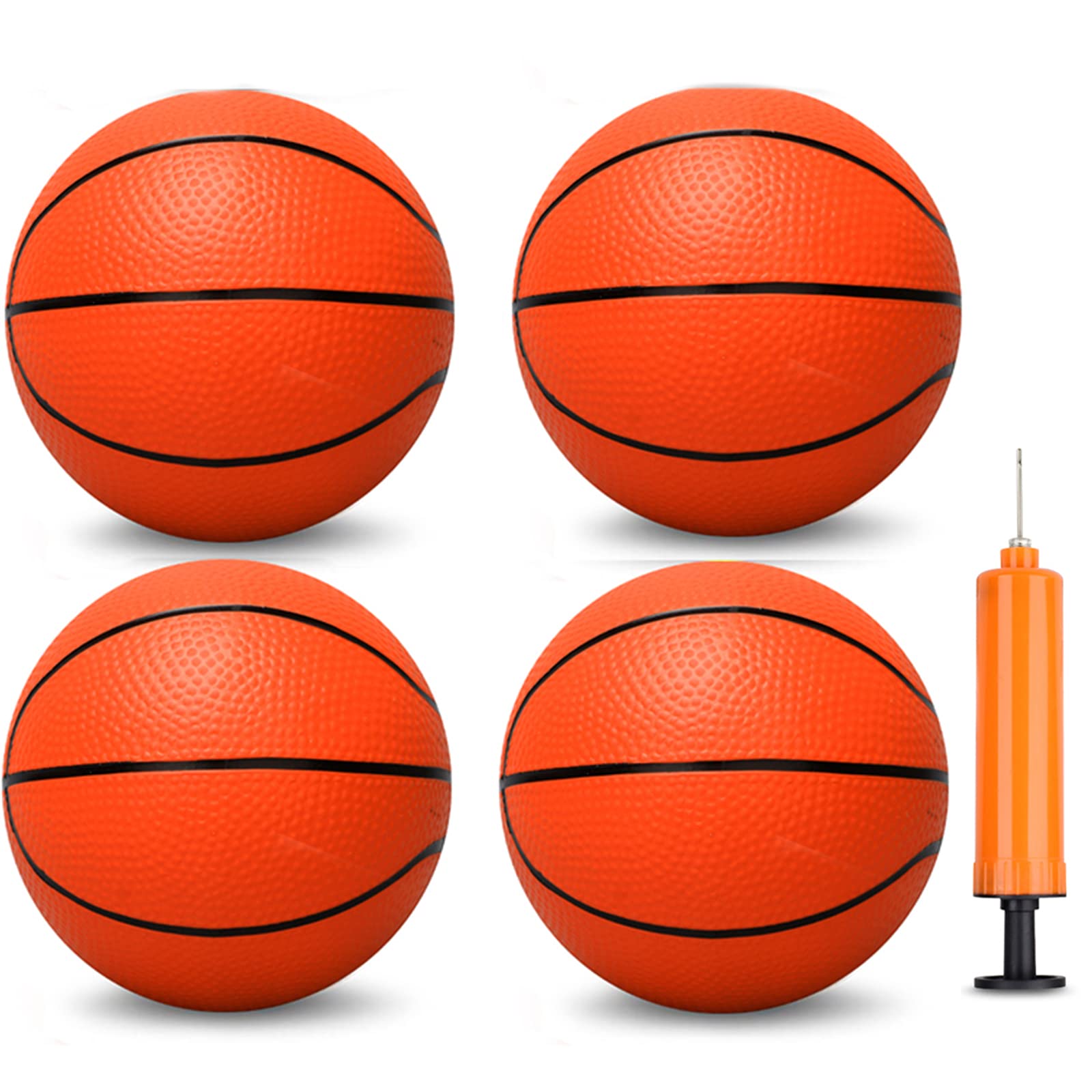 5 Inch Pvc Mini Basketball For Indoor Basketball Mini Hoops, Soft 5' Rubber Small Repacement Basketball For Over Door Basketball Hoop Sets, Little Basketballs For Adults & Kids (3 Pcs With Air Pump)