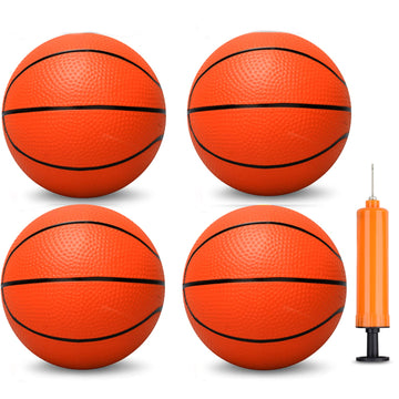 5 Inch Pvc Mini Basketball For Indoor Basketball Mini Hoops, Soft 5' Rubber Small Repacement Basketball For Over Door Basketball Hoop Sets, Little Basketballs For Adults & Kids (3 Pcs With Air Pump)