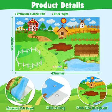 Dr.Rapeti Farm Animals Felt Story Board Set 41PCS Preschool Farmhouse Barnyard Theme Busy Board Story Set Storytelling Early Lea