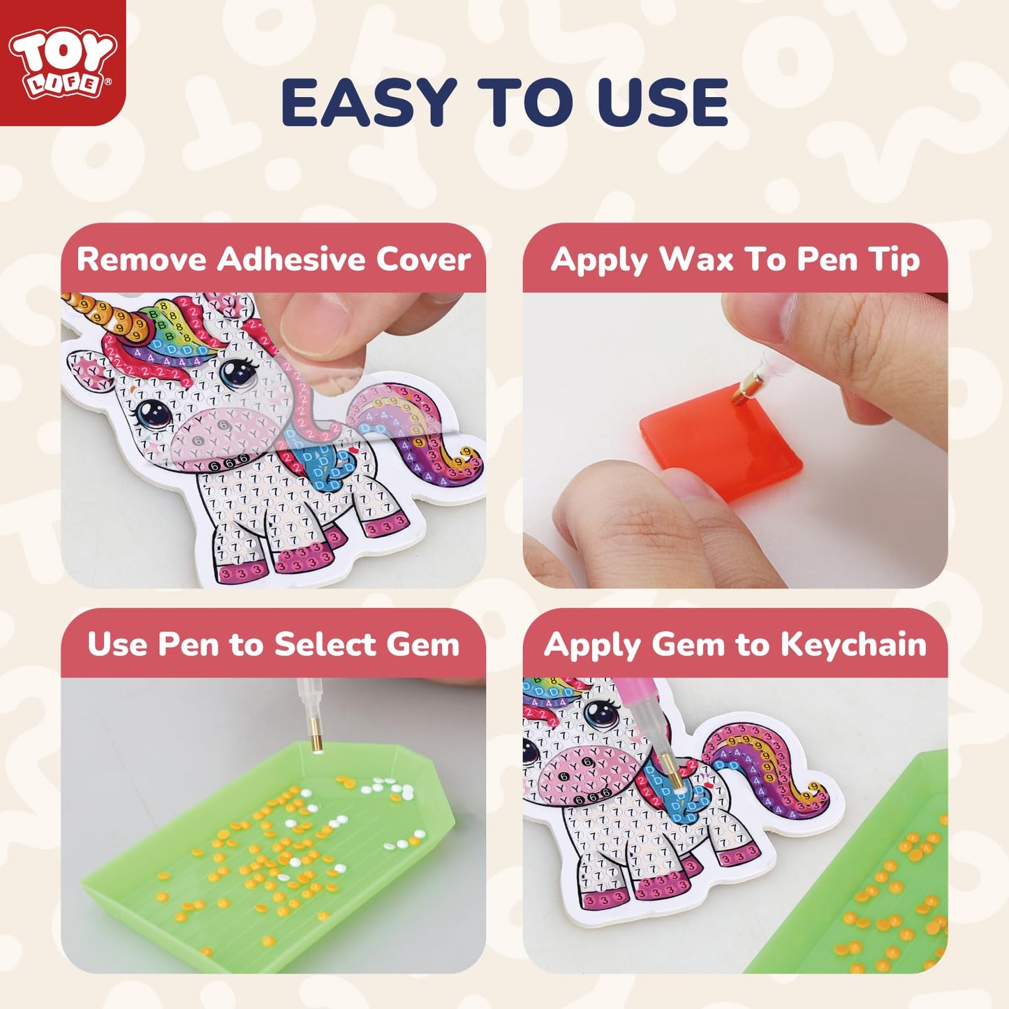 TOY Life Diamond Art Kits for Kids Gem Art Diamond Art for Kids, Unicorn Diamond Painting Kits for Kids 4-8, Gem Art Kits for Ki