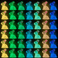 DULEFUN 70pcs Easter Luminous Mini Resin Bunny 7 Colors Little Small Glow in The Dark Rabbit Bunny Figures for Dollhouse Micro F
