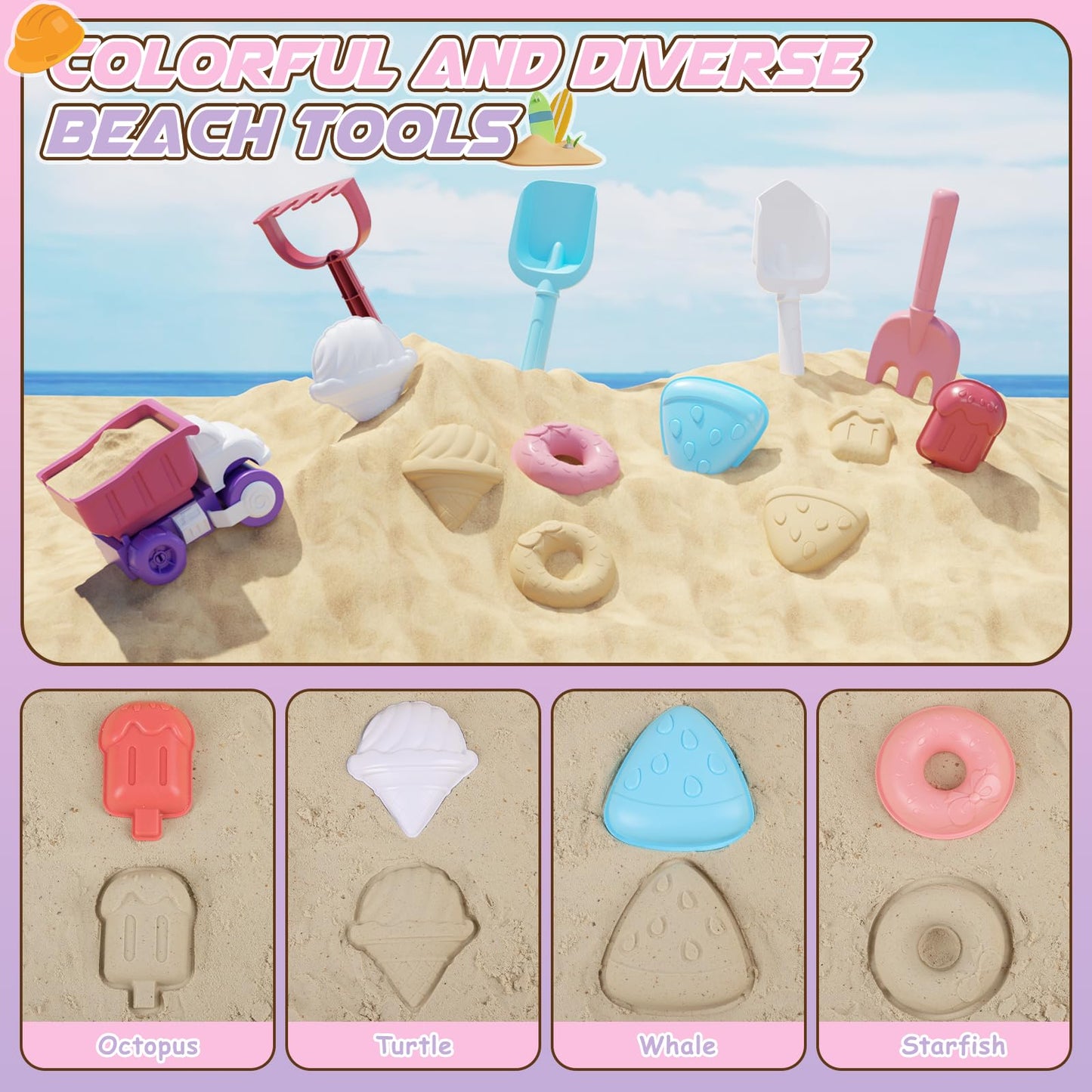 Kizjorya Sandbox With Lid, Kids Construction Sand Box With Excavator, Crane, Molds For Sensory Play, Toddler Outdoor Indoor Toys