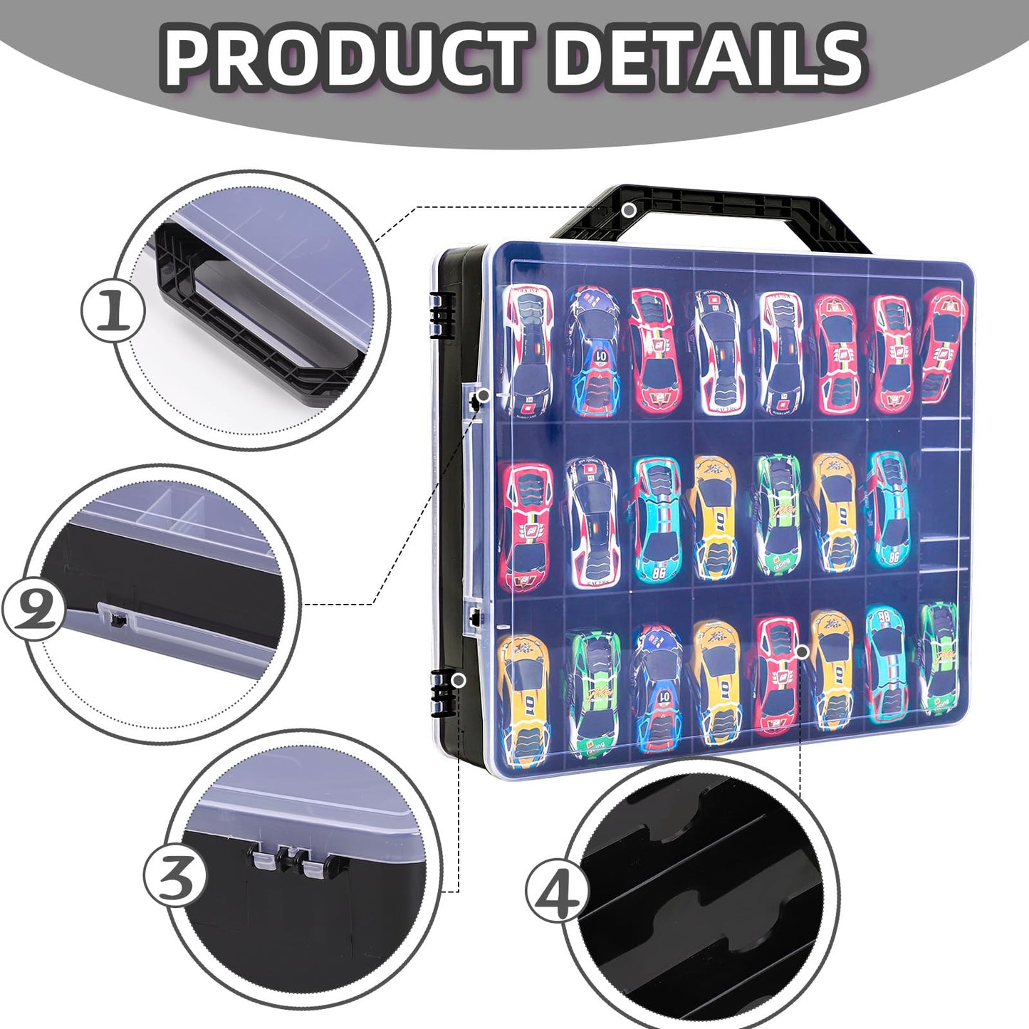 Toy Car Storage Organizer Case For Hot Wheels Car - Double Sided Display Carrying Container Holder For Matchbox Cars, Lol Surpri