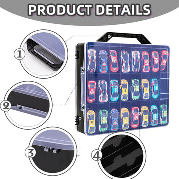 Toy Car Storage Organizer Case For Hot Wheels Car - Double Sided Display Carrying Container Holder For Matchbox Cars, Lol Surpri