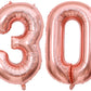 Paticool 30 Number Balloon Rose Gold,40 Inch Large 30 Number Foil Mylar Balloons For 30Th Birthday Party Celebration Decorations