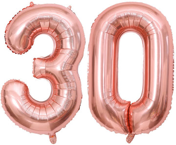 Paticool 30 Number Balloon Rose Gold,40 Inch Large 30 Number Foil Mylar Balloons For 30Th Birthday Party Celebration Decorations