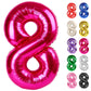 Hot Pink Number 8 Balloon 40 Inch, 8 Balloon Number, 8Th Birthday Decorations, Hot Pink Party Supplies For Boys Girls
