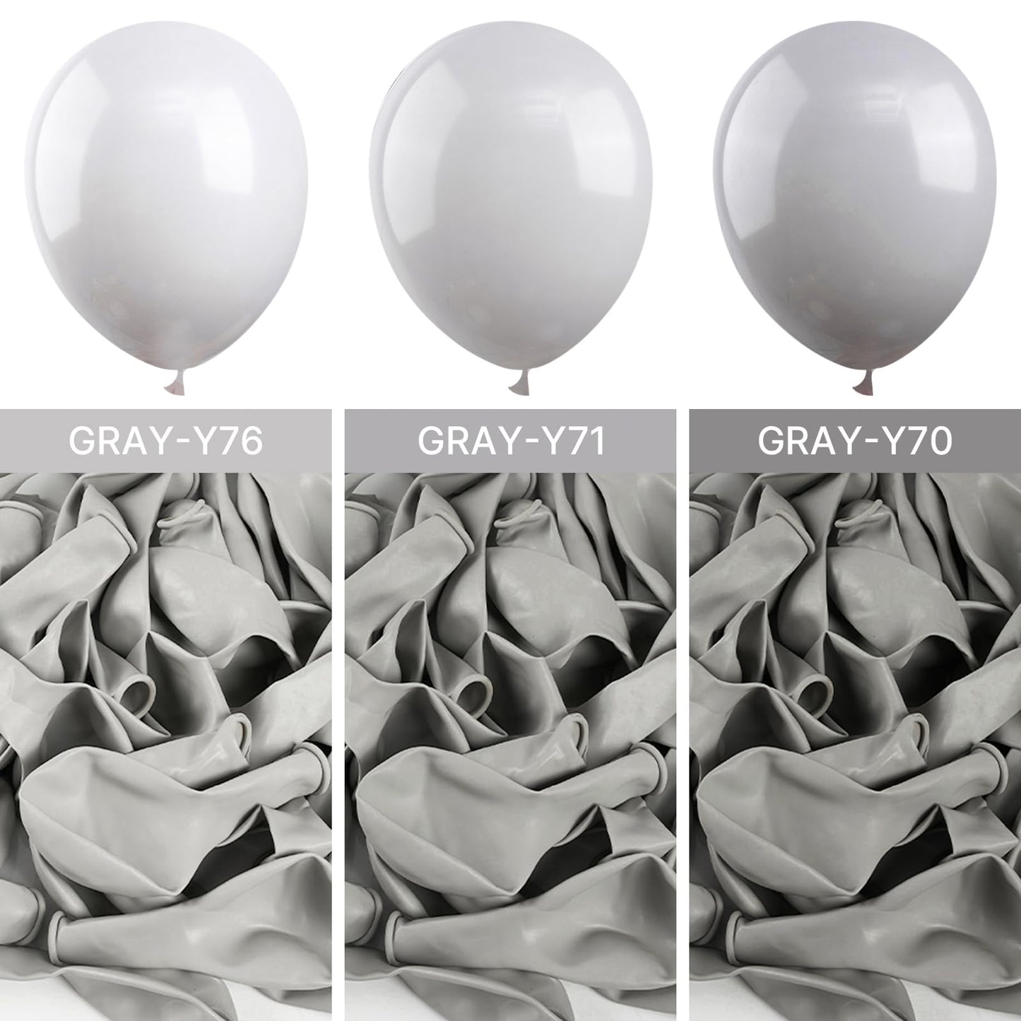 PartyWoo Gray Balloons - 50 pcs 12 Inch Matte Rubber Balloons for Birthday, Wedding & Baby Shower Decorations, Model Y71