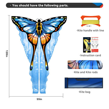 SGftre Beautiful Blue Tulle Butterfly Kites for mature-themed and Kids Ages 4-8
