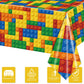 3Pcs Building Block Party Tablecloths For Boys Kids Colorful Building Plastic Table Cover Blocks Themed Birthday Party Supplies