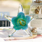 Qf Glass Star Fish, Crystal Handmade Glass Blown Table Decor, Starfish Figurine, Collectible Ornament,Clear And Green