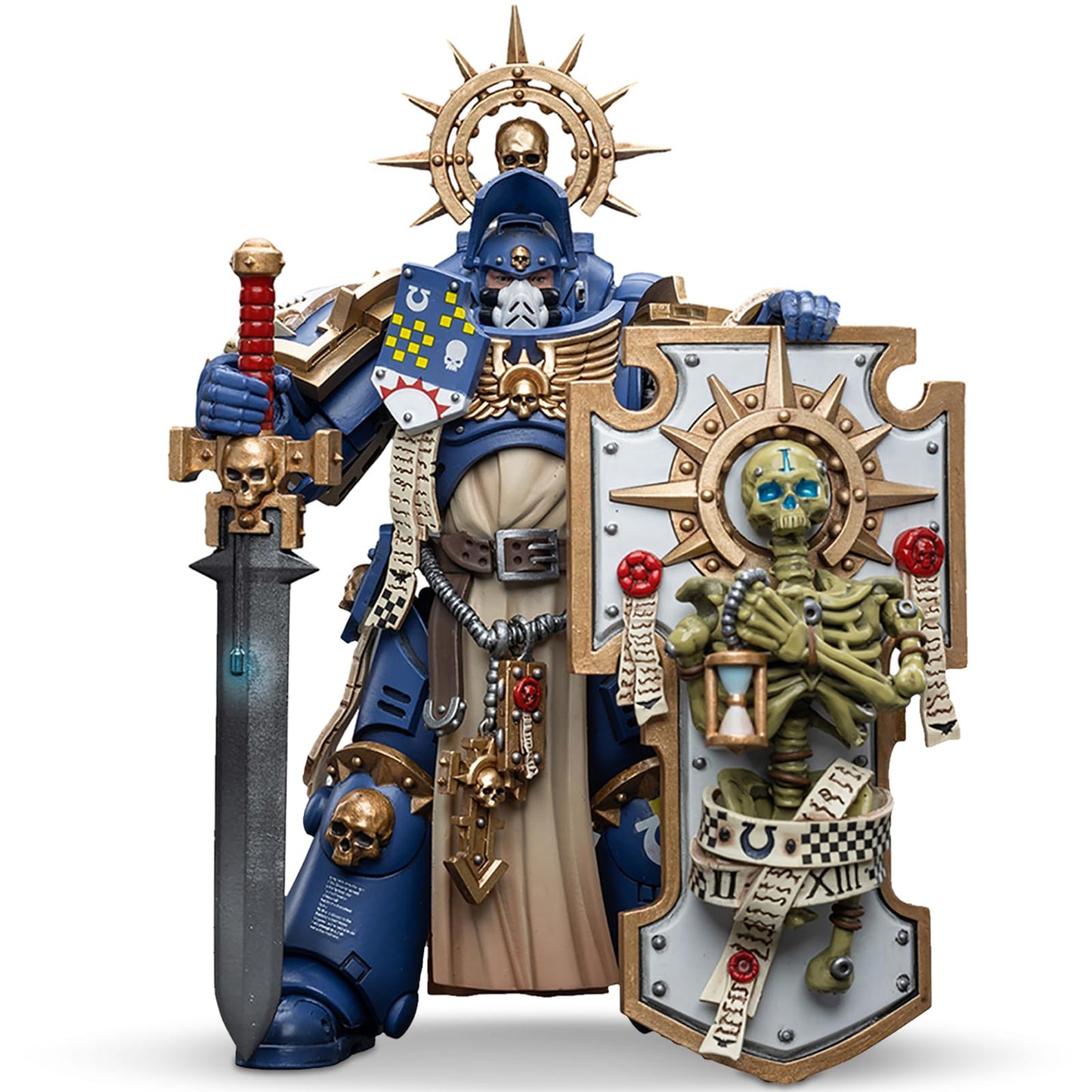 JOYTOY Warhammer 40k Ultramarines  Ultramarines Primaris Captain with Relic Shield and Power decorative replica blade 1/18 Action Figure Model  Dedicated to You who Love Collecting