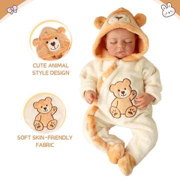 Babeside Reborn Baby Doll Clothes Set For 17-22 Inch Babydolls, Cute Bear Pattern Baby Doll Clothing With Hat For Lifelike Rebor