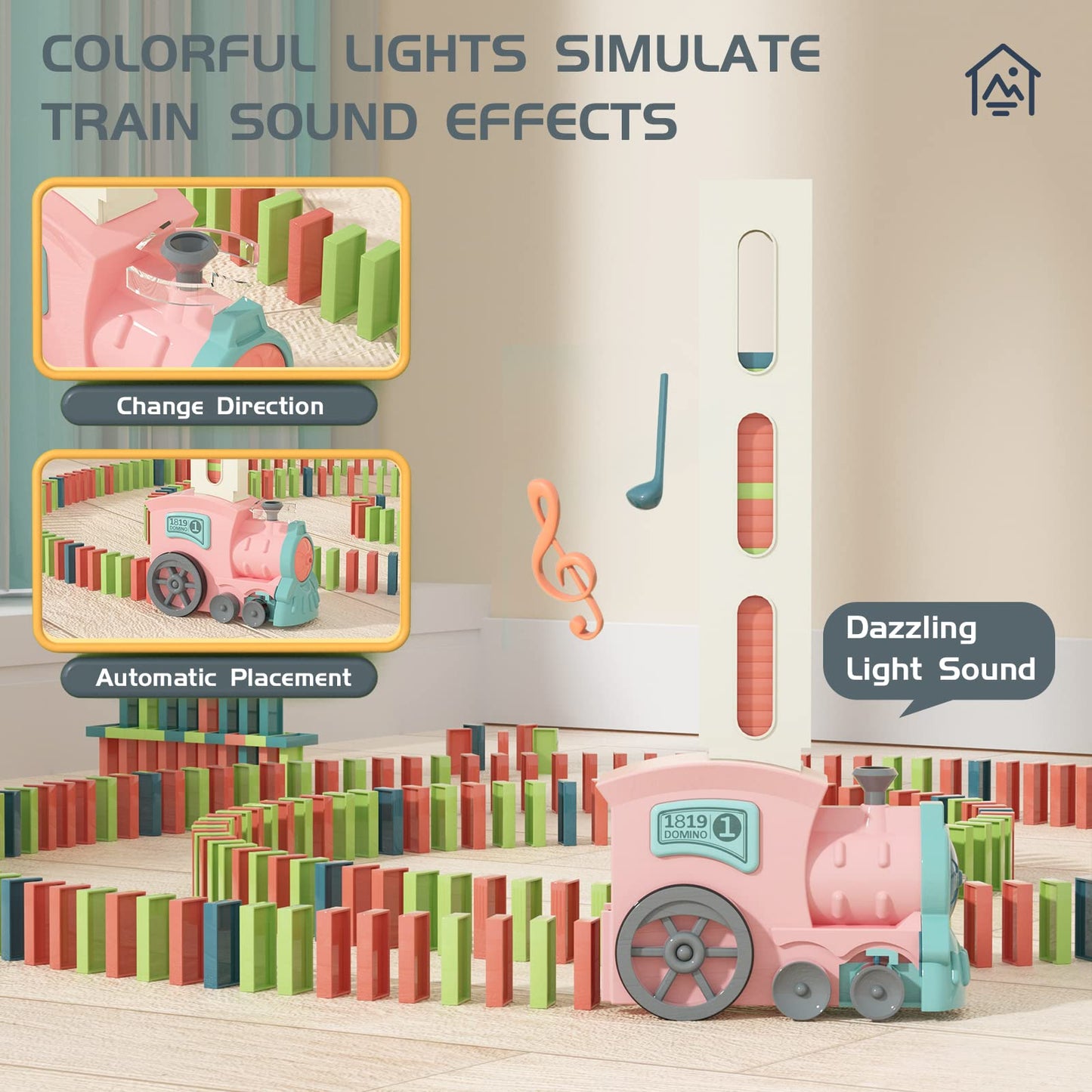 Domino Train Toys For Girls 3+ Year Old: Kids Stacking Dominoes Games - Montessori Toy Toddler 3-5 Boys Ages 4-8 - Interactive A