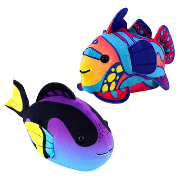 Zhuzhu (Mandarin + Blue Tang Fish 2-Pack C | Stuffed Animals With Motor Inside | Robotic Fish Toys Suitable For Ocean Party Favo