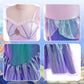 Itvti Little Girls Mermaid Costume Princess Dress Up Ariel Outfits With Accessories Wig Birthday Party Halloween Cosplay, Pink, 4-5 Years(Tag 120)