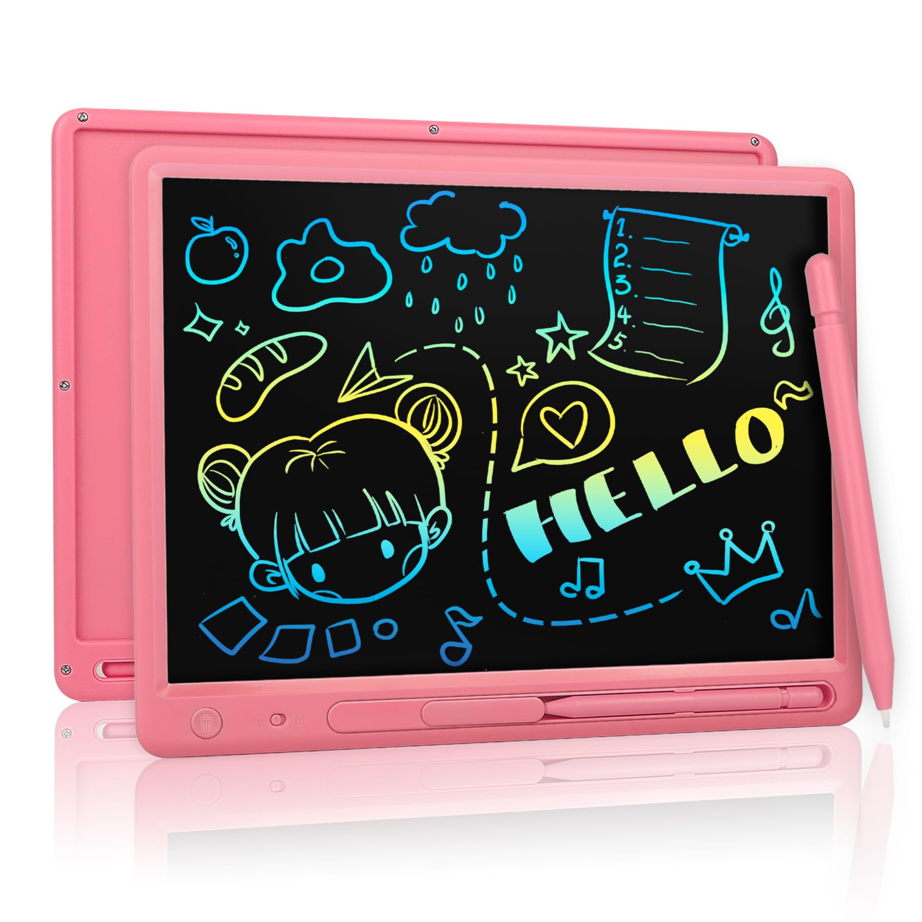 Lcd Writing Tablet For Kids, 15 Inch Colorful Drawing Doodle Board, Learning Educational Drawing Pad Toys For Kids, Christmas Bi