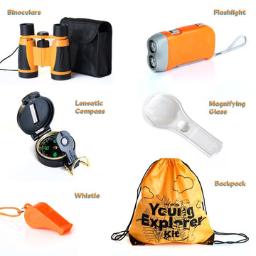 Hq 4Kids By: We 4U - Outdoor Adventure Kit For Kids: Binoculars, Compass, Magnifying Glass & Flashlight. 3-12 Year Old Boys & Gi