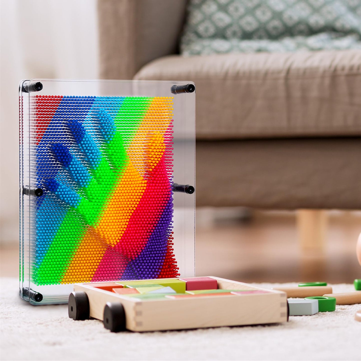 E-Firstfeeling 3D Pin Art Toy Extra Large 10' X 8' Pin Art Board Pin Impression Sculpture Toy For Kids Adults Hand Mold Board Toy (Transparency Multicolour)