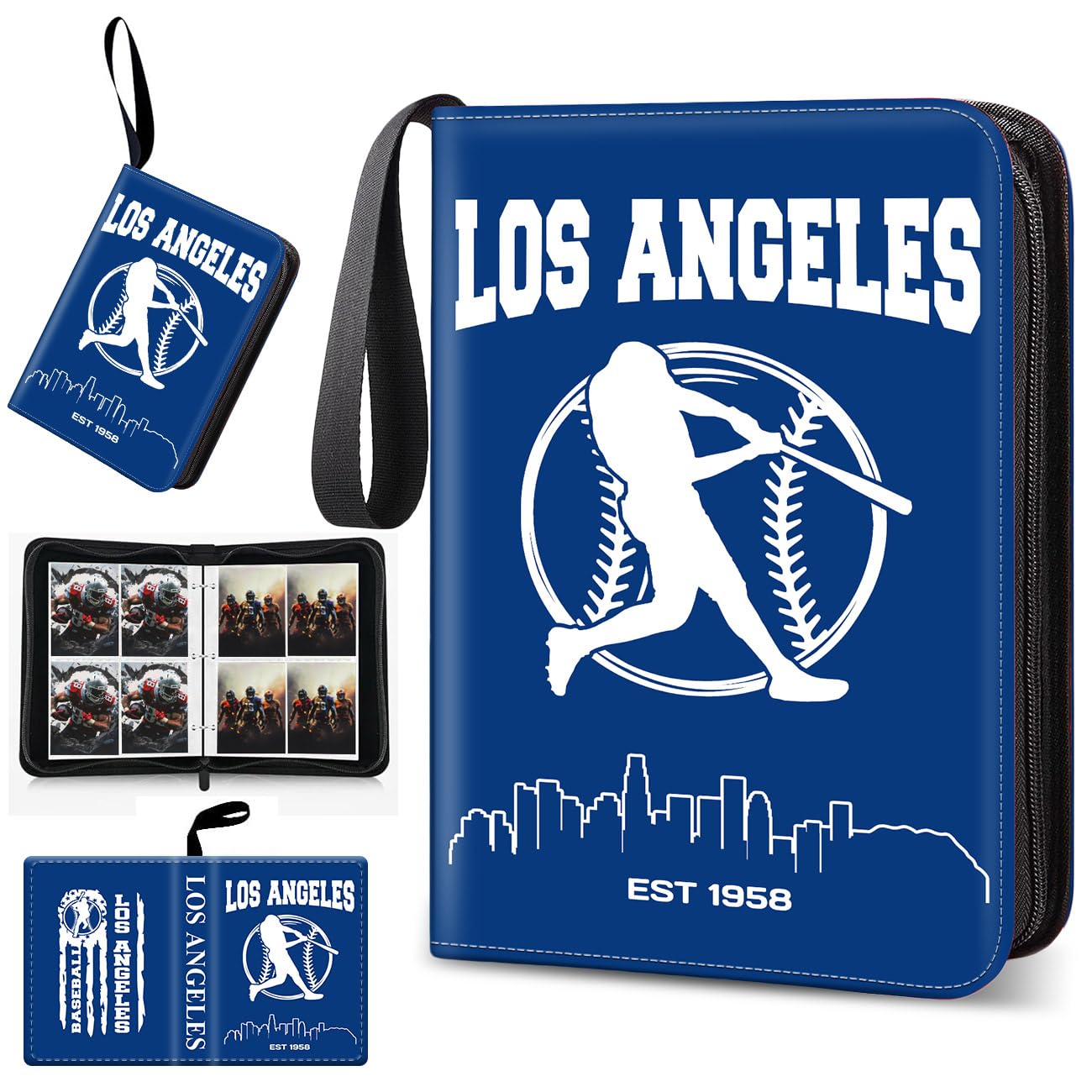Baseball Card Binder  Los Angeles Trading Card Holder Protectors  4 Pocket Fits 400 Cards with 50 Removable Sleevesves Card Storage Album Folder Case Collector