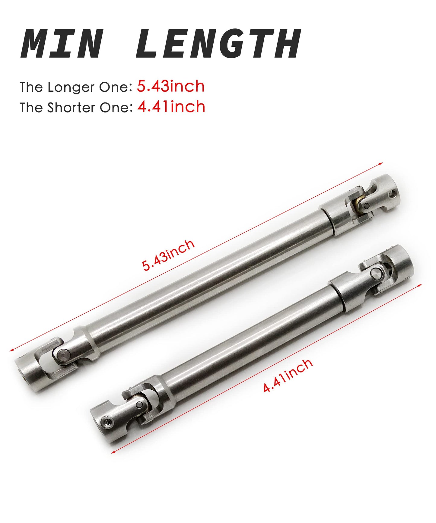 VICRAZZE 112-165mm and 138-213mm Stainless Steel Drive Shaft for 1/10 RC Crawler Traxxas TRX6 Axial SCX10 Wraith Capra D90 TF2 R