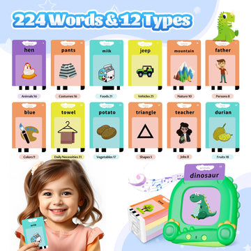 Mindpal Talking Flash Cards, Kids Learning Toys, Speech Therapy Toys, Montessori Learning Educational Present For 3+ Year Old Bo