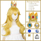 Princess Wig Blonde Wigs For Kids Girls, 22 Inch Long Golden Curly Kids' Cosplay Wave Wig With Crown Headband + Ear Clips + Broo