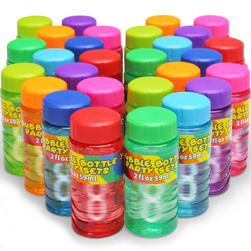 32 Pack Bubble Bottles Bulk for Kid (8 Colors)  Bubbles Wand Attached to the Lid  Blow Bubble Solution Set with Gift Box for Child Party Favors Supplies  Outdoor Summer Toy  Birthday  Goody Bag Filler