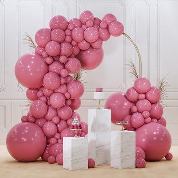 Partywoo Opera Mauve Balloons, 140 Pcs Boho Pink Balloons Different Sizes Pack Of 18 Inch 12 Inch 10 Inch 5 Inch Mauve Pink Balloons For Balloon Garland Or Balloon Arch As Party Decorations, Pink-F02