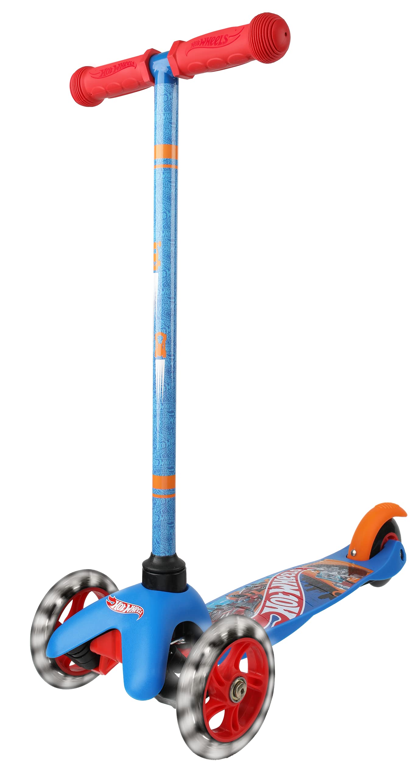 Hot Wheels Self Balancing Kick Scooter With Light Up Wheels, Extra Wide Deck, 3 Wheel Platform, Foot Activated Brake, 75 Lbs Limit, Kids & Toddlers Girls Or Boys, For Ages 3 And Up