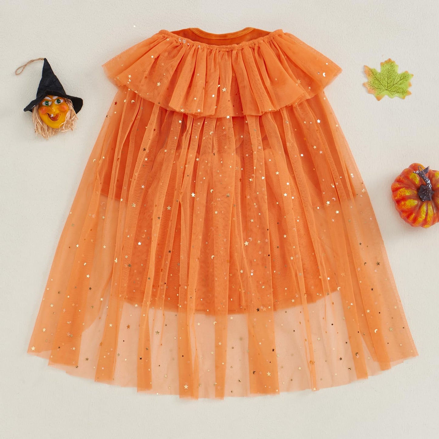 Toddler Kids Little Girl Halloween Costumes Witch Sparkle Cape Glitter Cloak Pumpkin Dress Baby Party Outfit (A Pumpkin Dress Ca