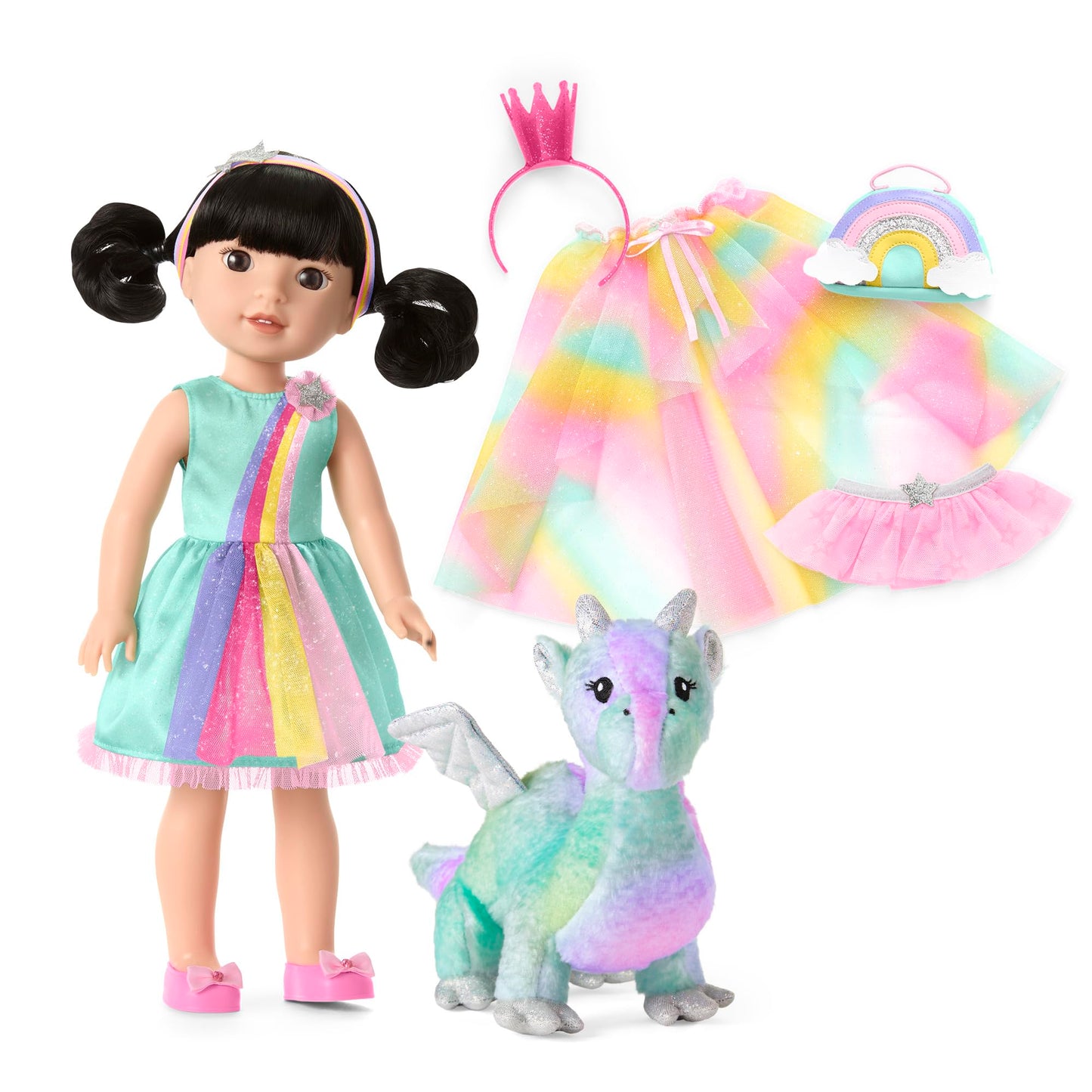 American Girl Welliewishers 14.5-Inch Emerson Doll Playset With Crisella The Dragon, Doll Dress And Accessories, And Storybook, For Ages 4+