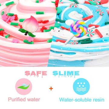 Scented Slime Kit With 7 Pack Butter Slimes,Dual Colored Pink Slime Watermelon Charms,Super Soft And Non-Sticky, Stress Relief T