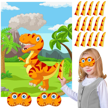 Neburora Pin The Tail On The Dinosaur Party Game With 30 Tails For Dinosaur Birthday Christmas Party Supplies Pin Game, Boys Gir