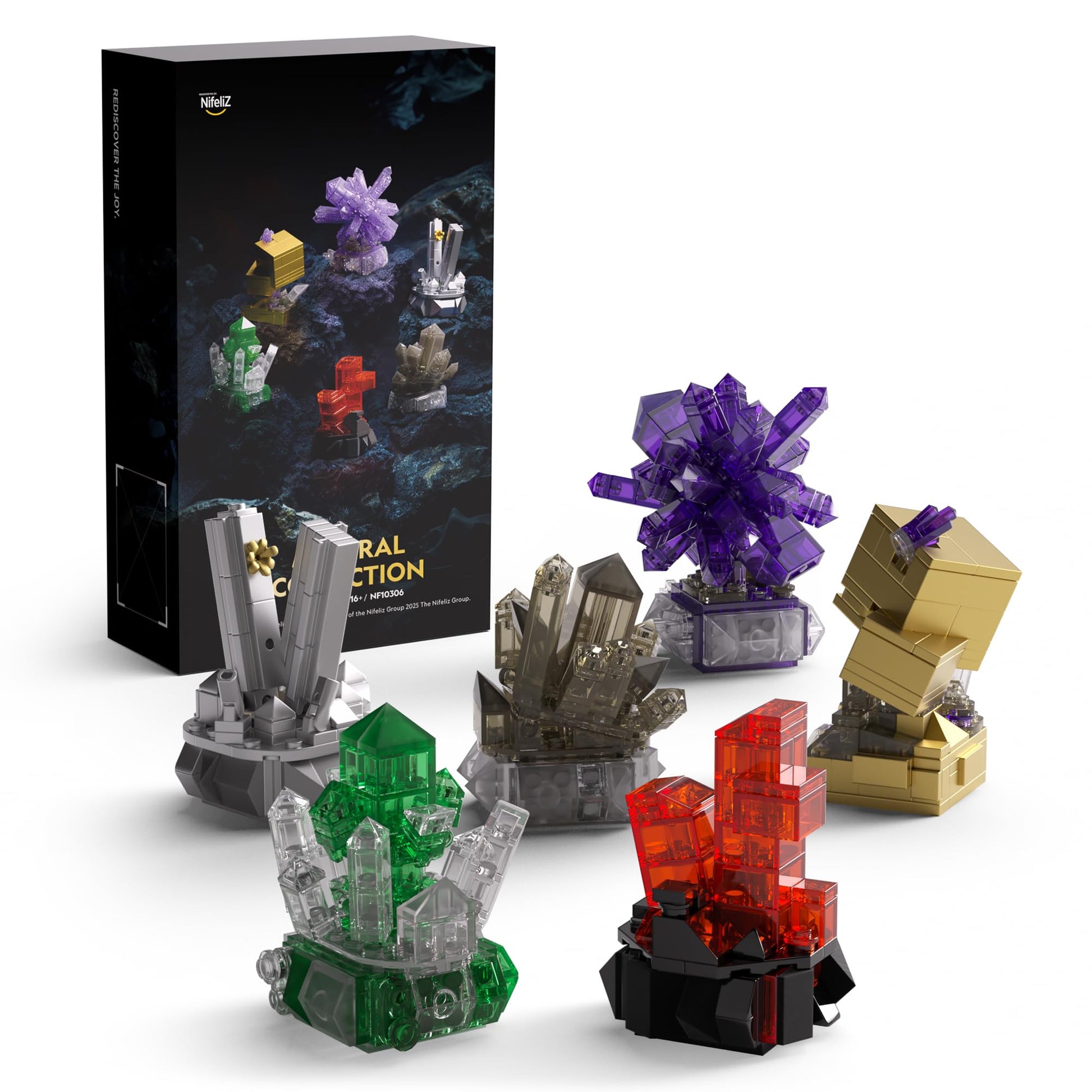 Nifeliz Geology Rock Collection Building Set for Adults, 6 Different Kinds of Gemstone Model Toys, Creative Desk Decoration & Fu