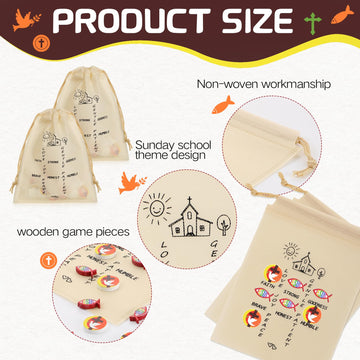 Sumind 36 Set Christian Tic Tac Toe Game Gift for Kids Religious Party Favors with Jesus Bible Mini Wooden Jesus Fish Game Draws