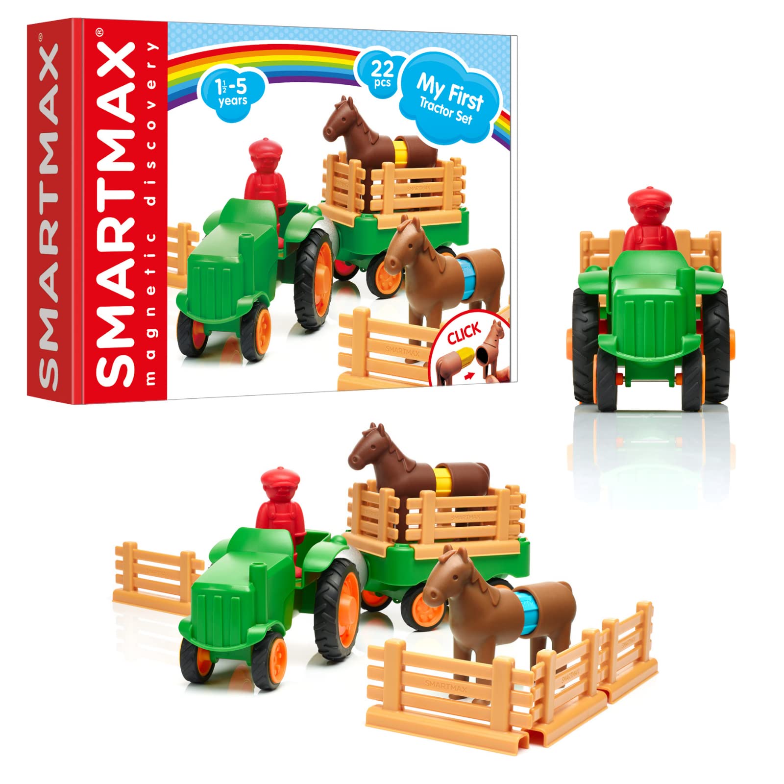 SmartMax My First Farm Tractor Magnetic Building Set, Large, Multicolor ...