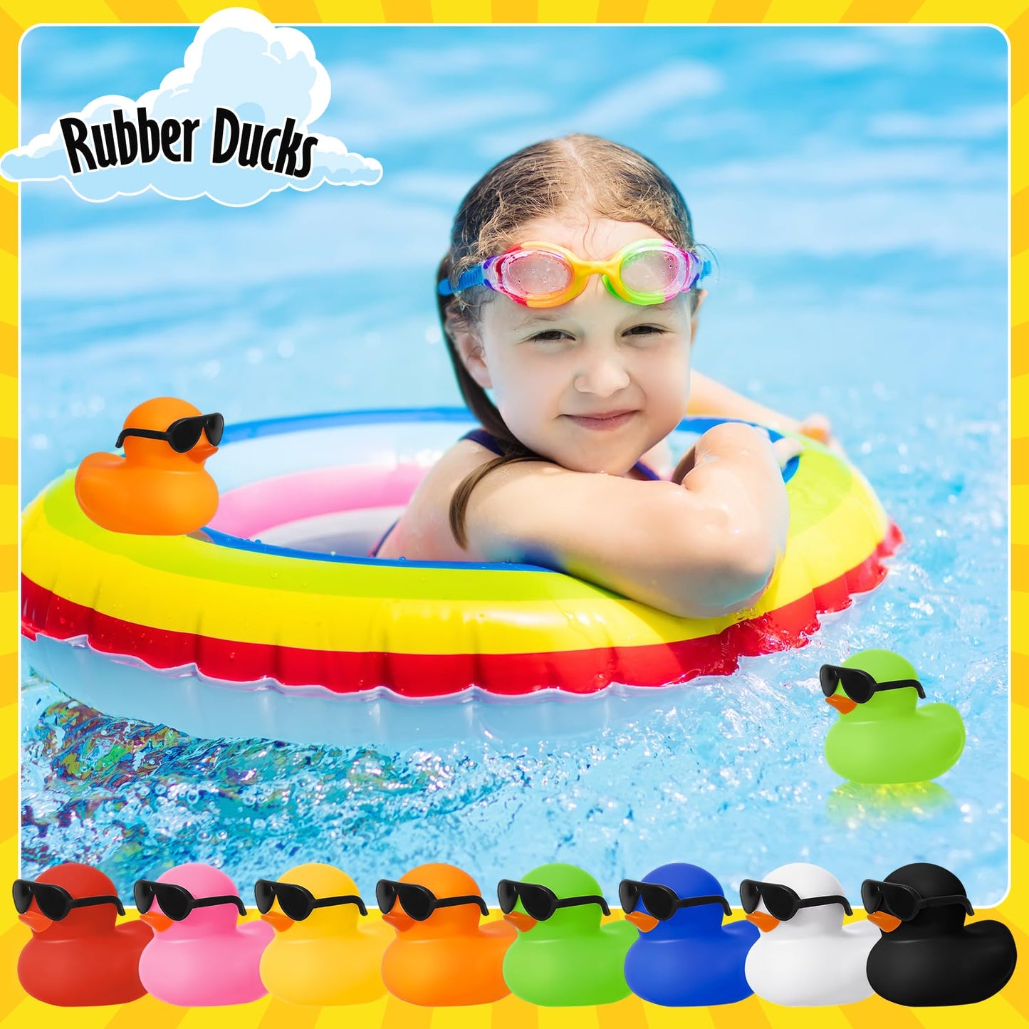 Hoemwarm 24 Set Mini Rubber Ducks With Sunglasses, Mini Rubber Duck In Bulk Tiny Duck Bath Rubber Duck For Car Dashboard Decorat