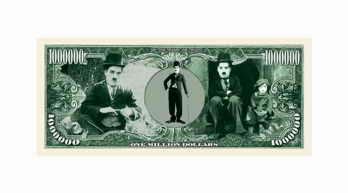 American Art Classics Charlie Chaplin Million Dollar Bill In Collector Grade Currency Holder