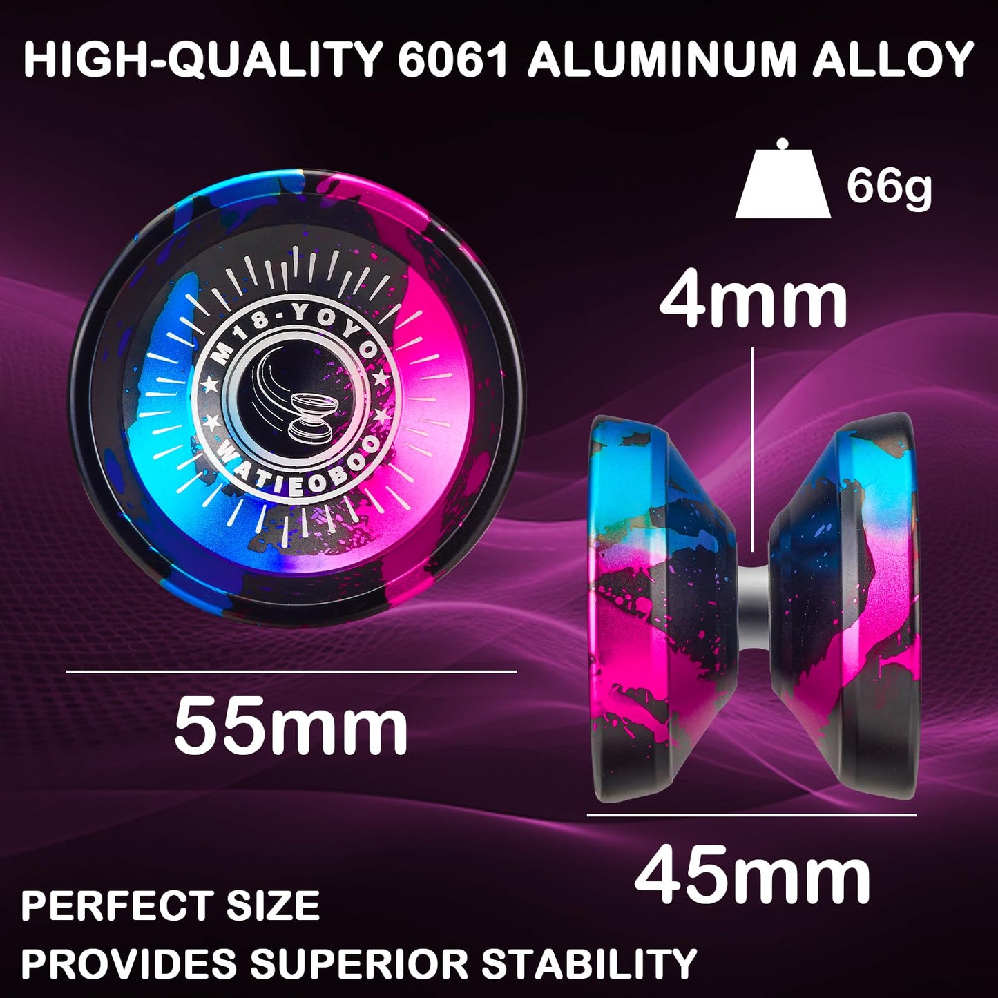 Watieoboo Yoyo Professional Metal Responsive Yo Yo M18, Responsive Yoyo For Kids Beginner, Unresponsive Trick Yoyos For Advanced