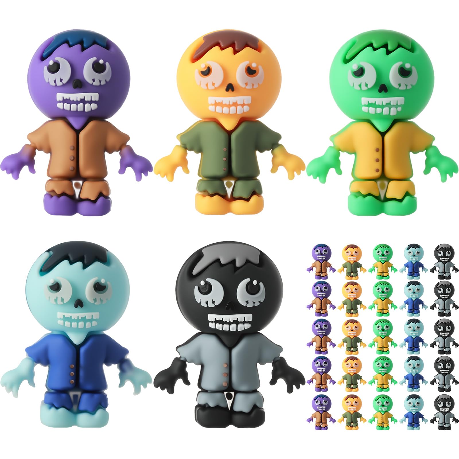 VioraWhite 25 Pcs Mini Zombies Figurines Halloween Tiny Zombies Action Figures to Hide and Seek Little Statue for Halloween Part