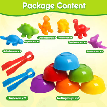 Counting Dinosaur Toys Matching Games With Sorting Bowls Sorting Toys For Toddlers Preschool Learning Activities For Math Color Sensory Montessori Fine Motor Skills Toys For 3 4 5 Years Old Boys Girls