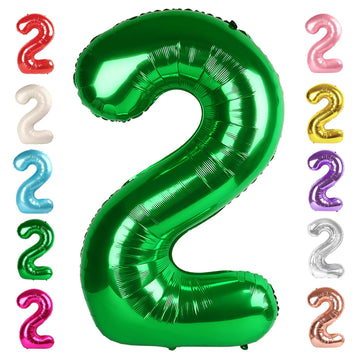 40 Inch Number 2 Balloon, Dark Green Two Balloon Number Birthday Party Decorations For Celebration Graduations Anniversary Baby