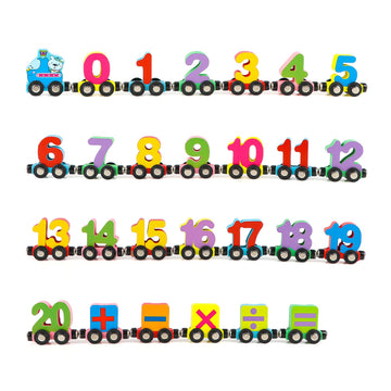 Wondertoys 27 Pcs Wooden Train Set Toy Wooden Magnetic Number Train Set Includes 1 Engine Cars For Toddlers Boys And Girls, Compatible With Major Brands Train Set Tracks