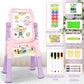 Amagoing Easel For Kids, Adjustable Standing Art Easel For Toddler, Double Magnetic Drawing Board With Painting Supplies For Lit