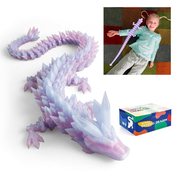 Rwsefk 30 In 3D Printed Dragon, 30Inch Dragon,3D Dragon Toy,Large Dragon Present,Ariculated Crystal Dragon (Dream Crystal, L)