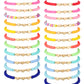 Sureio 24 Pcs Colorful Friendship Bracelets Letter Heart Smile Bracelets Surfer Bracelets Stretch Beaded Kids Bracelet for Girls