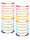 Sureio 24 Pcs Colorful Friendship Bracelets Letter Heart Smile Bracelets Surfer Bracelets Stretch Beaded Kids Bracelet for Girls